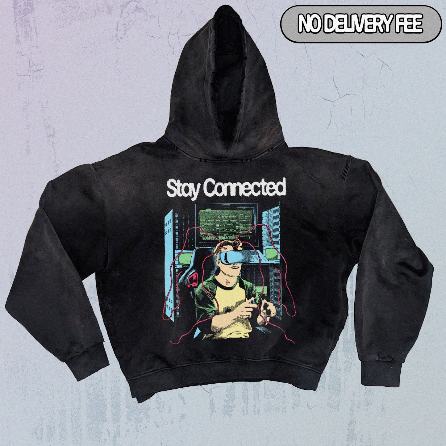 CONNECTION - Premium 420GSM Sunfaded and Frayed Boxy Hoodie
