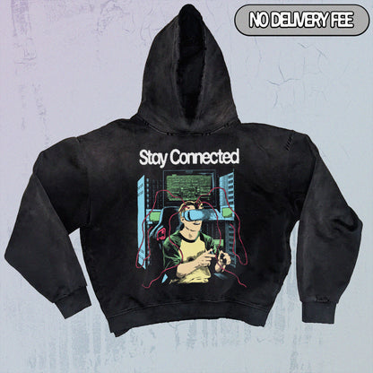 CONNECTION - Premium 420GSM Sunfaded and Frayed Boxy Hoodie