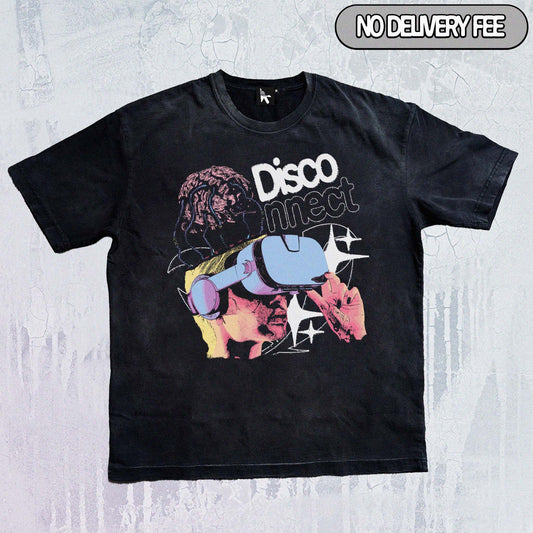 DISCONNECT - Premium 260GSM Vintage Lightly Frayed Oversized Tee