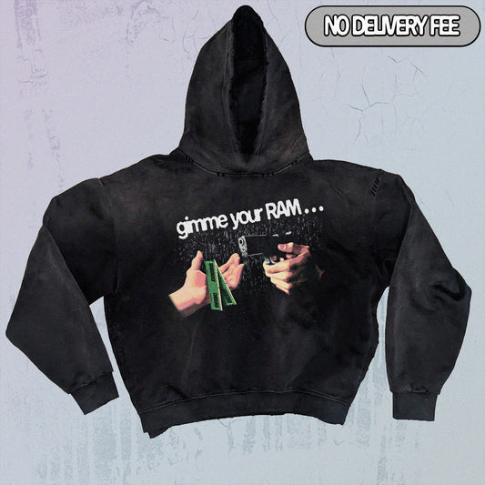 RANDOM ACCESS MEMORY - Premium 420GSM Sunfaded and Frayed Boxy Hoodie